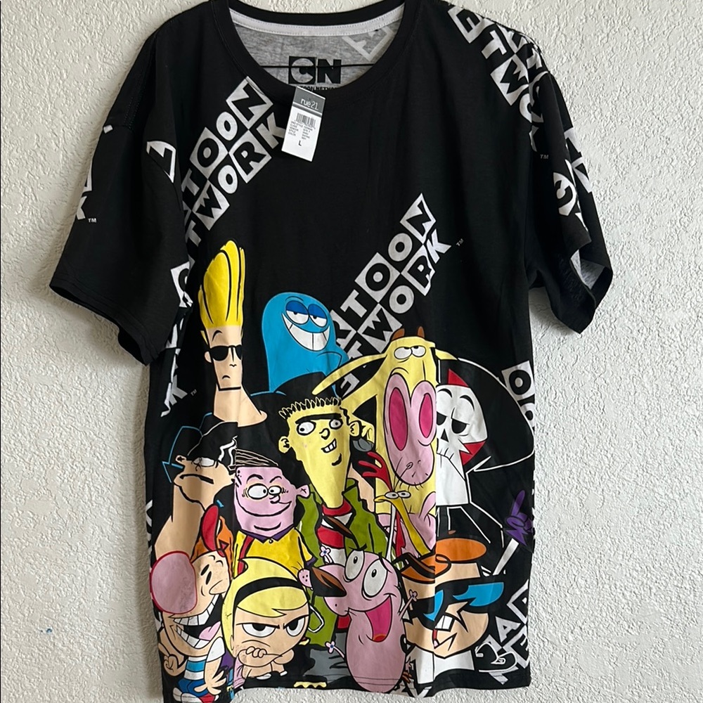 Cartoon Network Black Tee with Colorful Cast